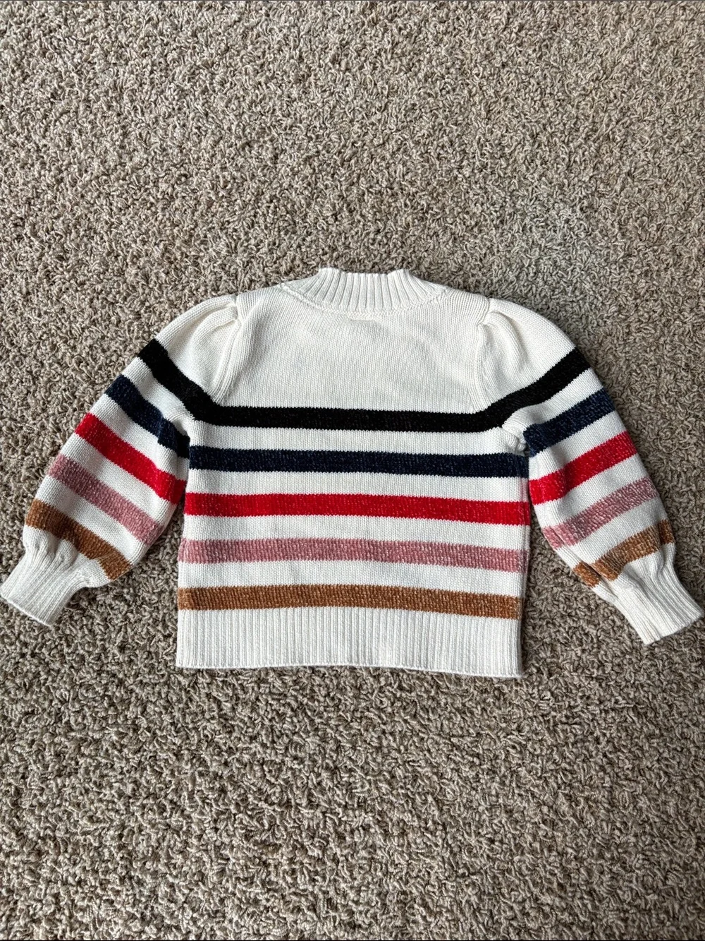 Baby Gap Toddler Cream Striped Sweater with Multicolor Bands Size 2 years
